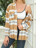 Women's Plaid Shirt Jacket Long Sleeve Lapel Button Coat Suede Fall Winter Casual Shacket S-XXL