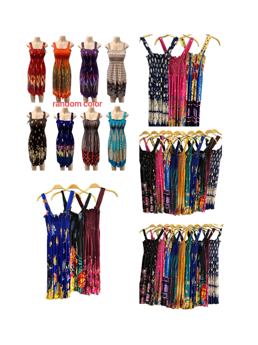 Floral Print Spaghetti Strap Square Neck Boho Short Dress Women 3-Pack Summer Casual Mini Dress Random Color