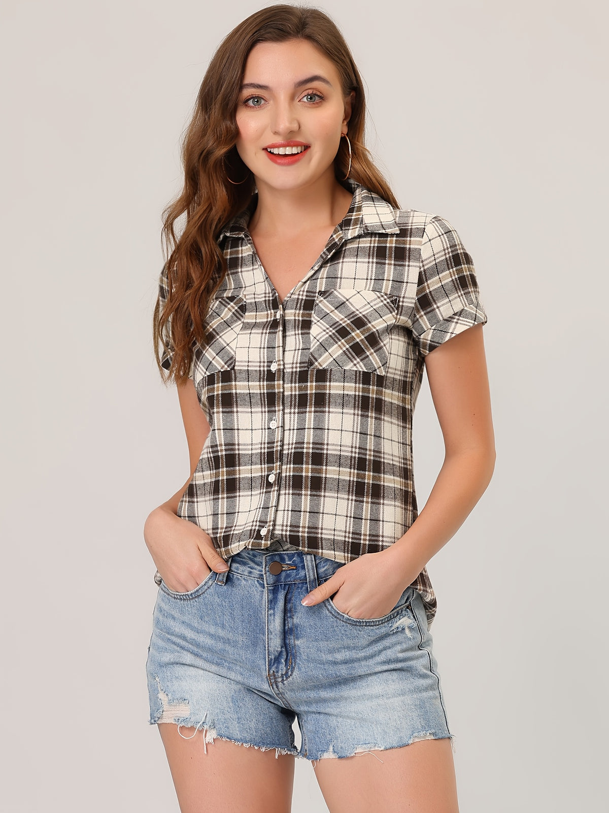 Western Plaid Button Shirt for Women | Classic Flannel Checkered Long Sleeve Top | Casual Country Style Blouse | Machine Washable Women's Plaid Shirt