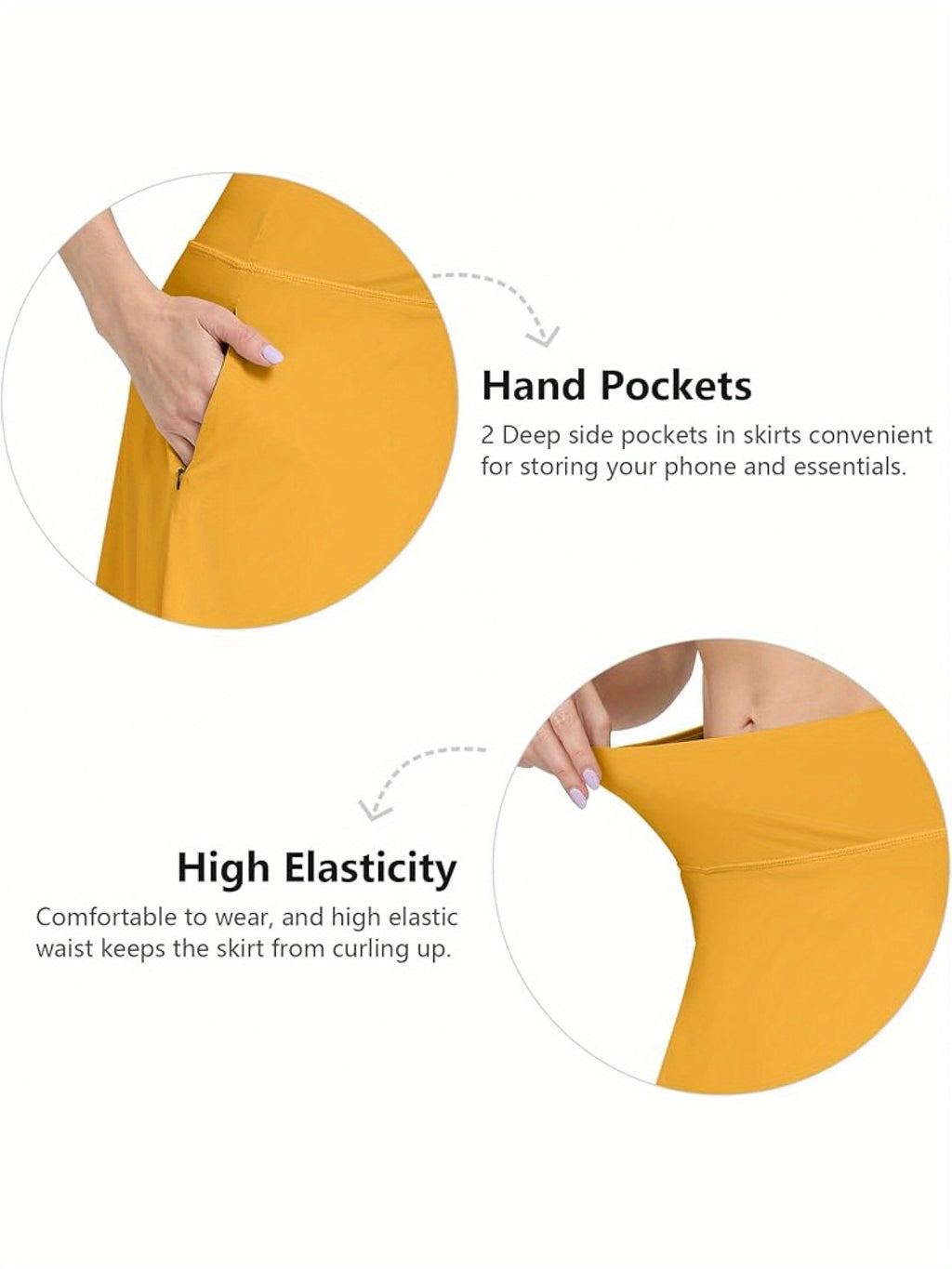 Women's Office Midi Skirt Built-in Shorts Hidden Drawstring Zip Pocket Business Casual Skirt with Shorts Lining Versatile Everyday