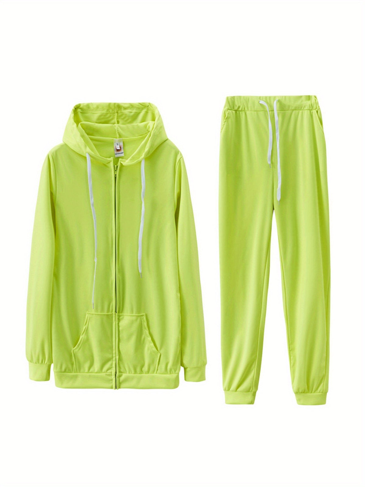 Women's Zip-Up Hoodie Jogger Set 2 Piece Tracksuit Sweatsuit Casual Solid Color Sweatpants Outfit S-XXL
