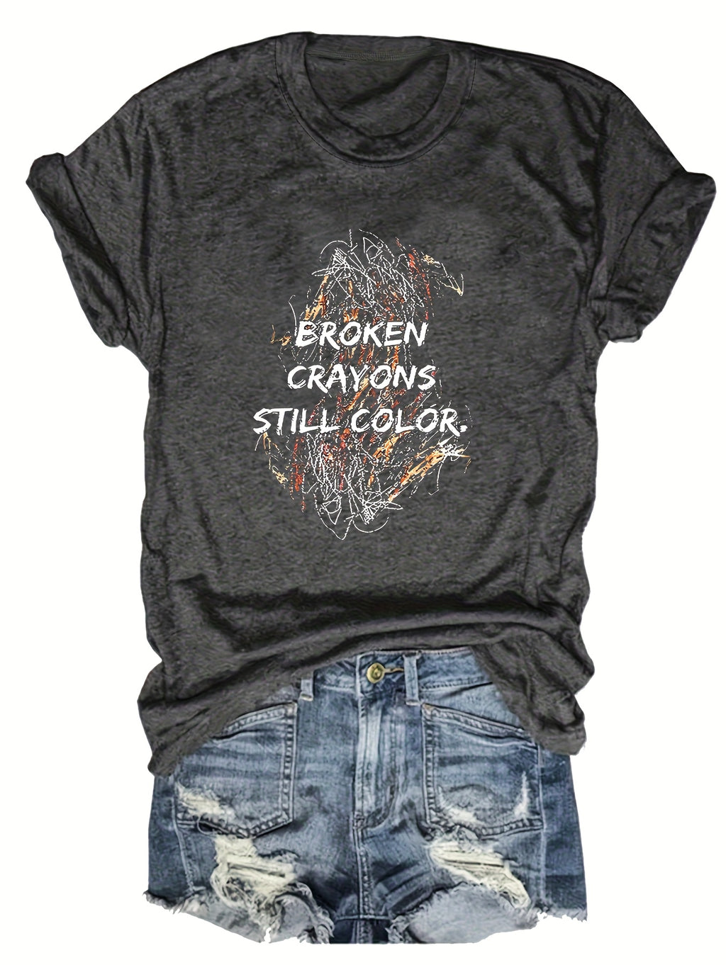 Alphabet Letter Print Tee Women Short Sleeve Crew Neck Casual Stretchy Knit T-Shirt Spring Summer Daily Wear