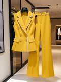 Sleeveless Blazer Vest and Wide-Leg Pants Set Women 2pcs White Trim Minimalist Elegant Office Workwear S-XL