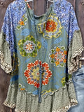 Mixed Floral Print Loose Blouse Women Casual Spring Summer Top | Lightweight Relaxed Fit Flowy Shirt Everyday Boho Fashion Wear S-XXL