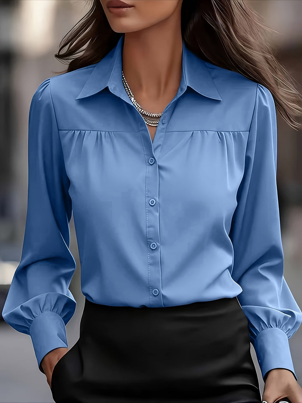 Women's Long Sleeve Loose Blouse Casual Fashion Spring Top Relaxed Fit Lightweight Shirt