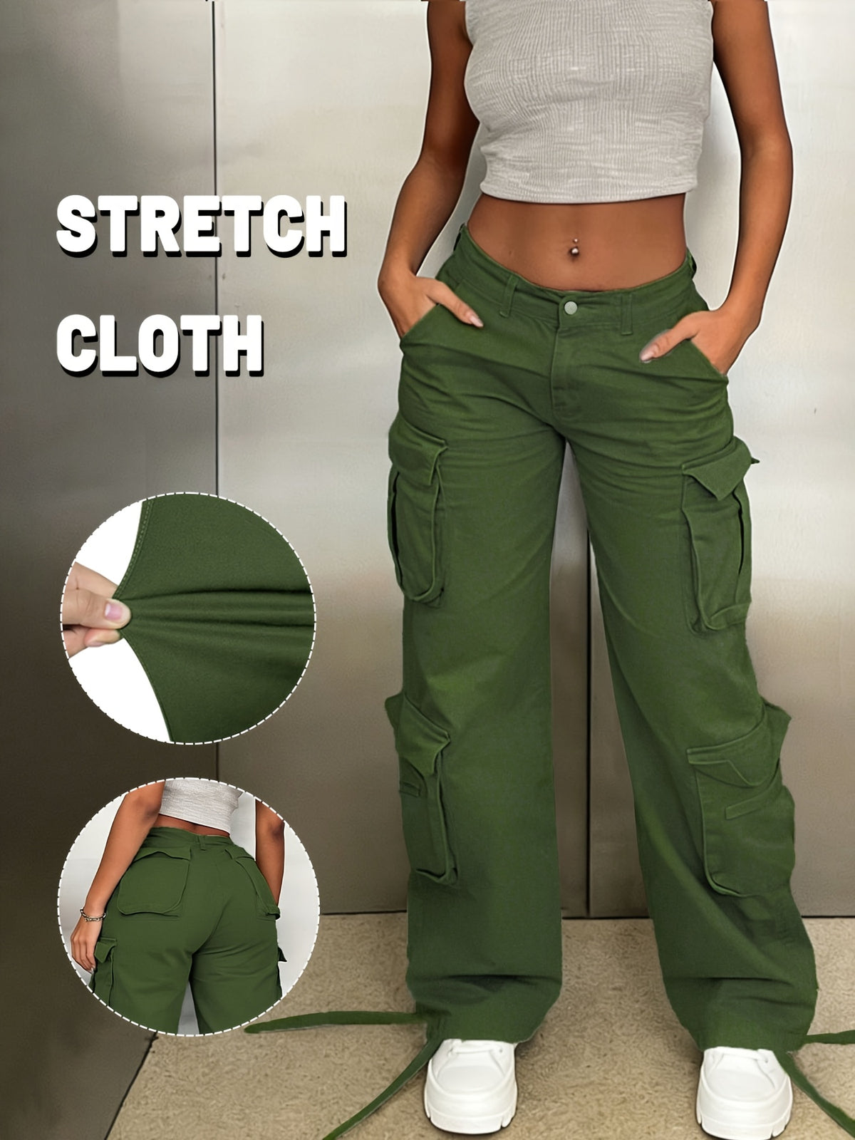 Y2K Retro Washed Cargo Pants Women Multi Pocket Street Travel Casual Vintage Basic Work Trousers Chic