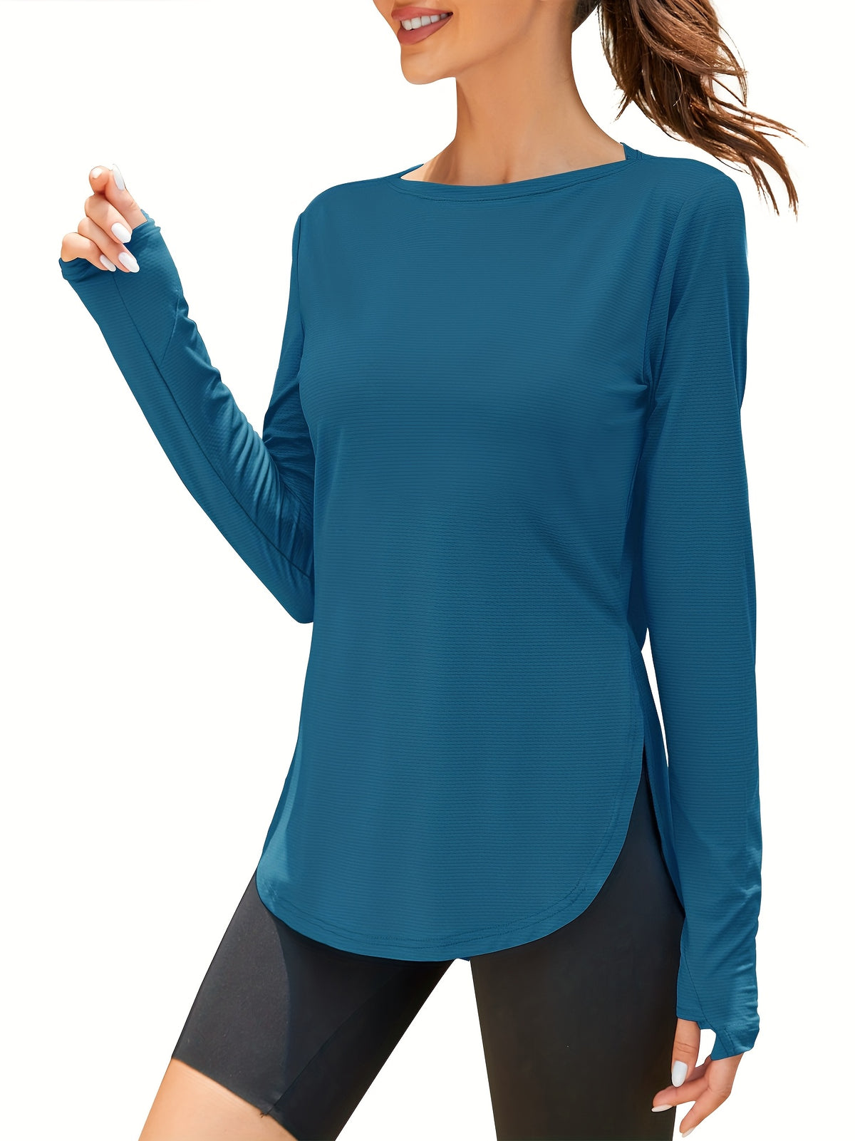 UPF 50+ Long Sleeve Shirt Women Lightweight Sun Protection Workout Athletic Outdoor Running Top Quick Dry S M L XL XXL