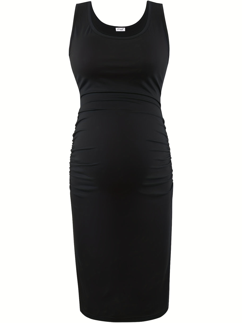 Maternity Bodycon Side Ruched Dress for Women - Soft Rayon Spandex Baby Bump Midi Dress, Baby Shower Photography Daily Wear, Sizes S-XL