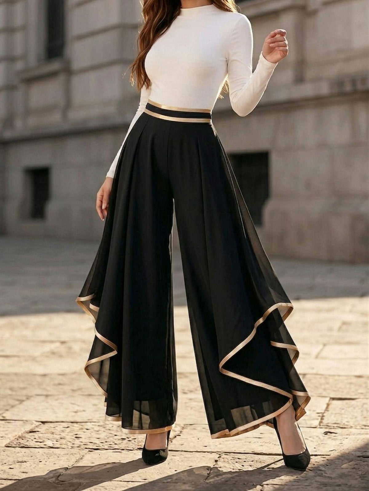 High Waist Wide Leg Trousers Women Non-Stretch Solid Color Semi-Formal Office Commute Elegant Professional Spring Summer Hand Washable S-XXL