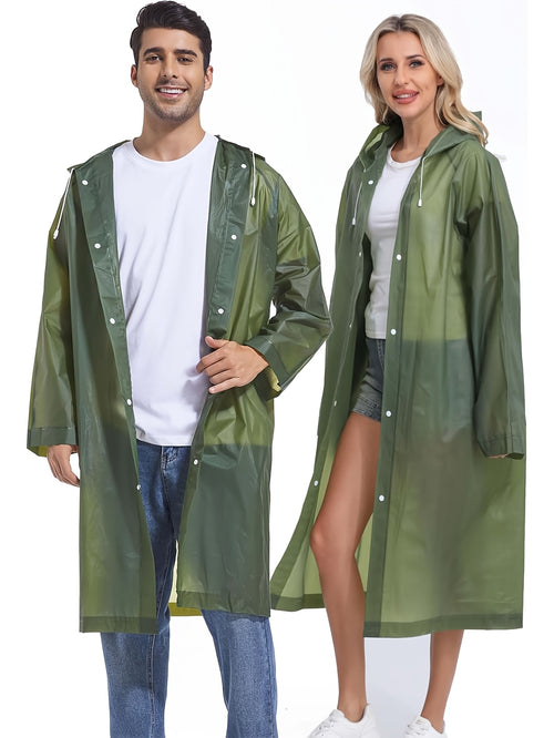 4pcs Reusable Rain Ponchos Adults Portable Hooded Raincoats Women Men Outdoor Camping Family Waterproof One Size 4 Colors