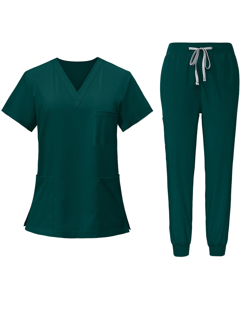 2pcs Scrub Suit Set for Women V-Neck Top & Jogger Pants Nursing Uniforms | Ships from US Warehouse