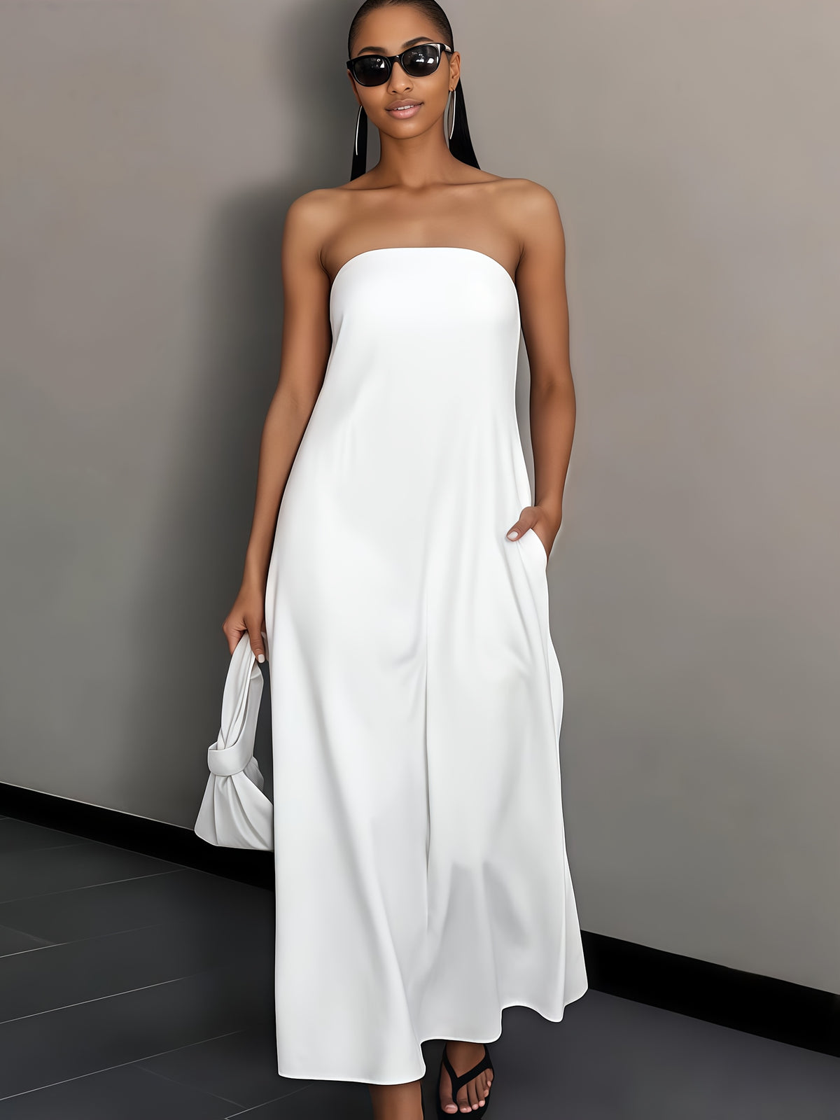 Women's Linen Beach Sundress Backless Sleeveless Wrap High Waist A-Line Flowy Casual Summer Vacation Dress