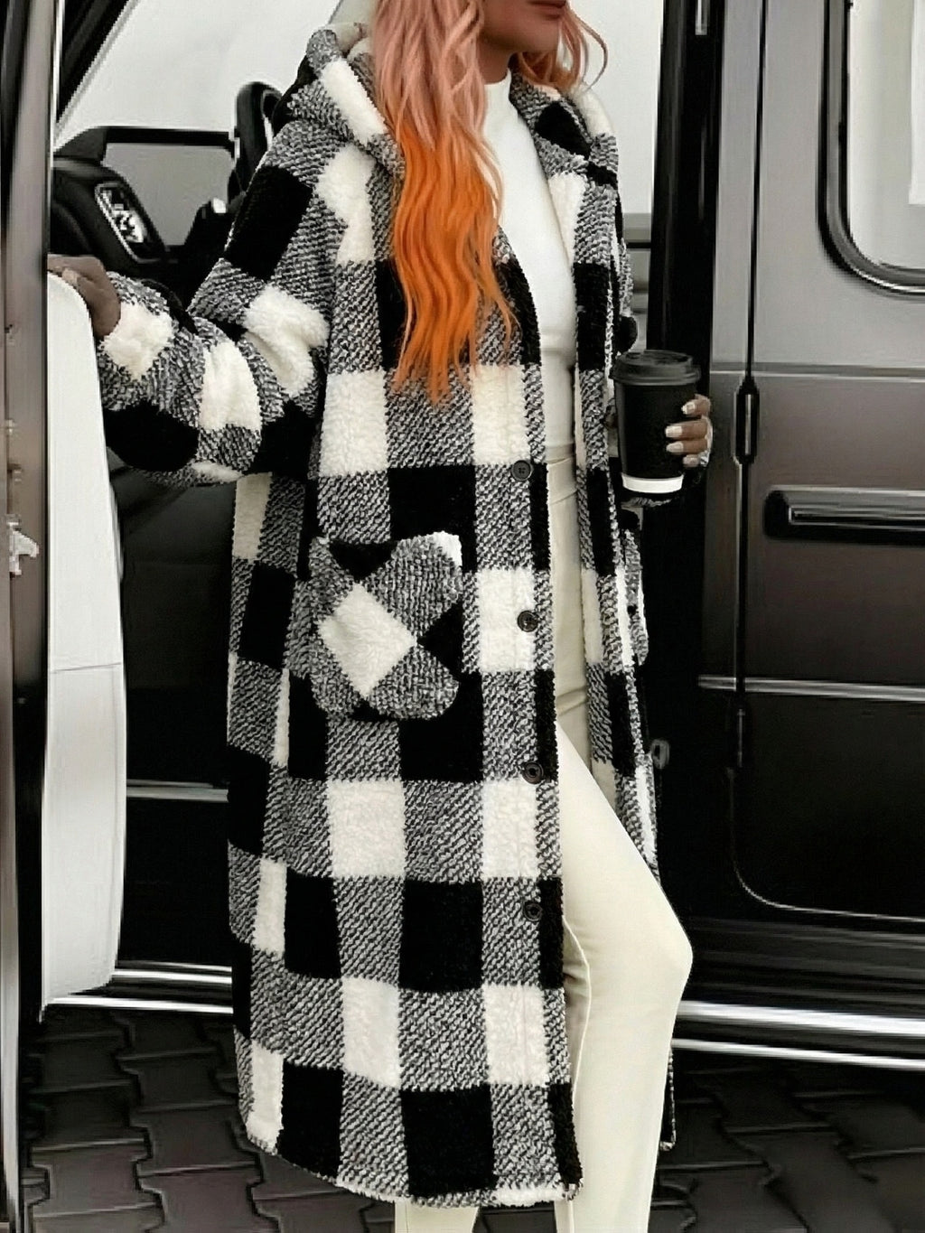 Plaid Color Block Velvet Home Jacket Women Warm Long Coat Cute Sweet Lounge Wear Autumn Winter Pink Grey Black S-XL