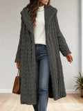 Women's Ribbed Knit Longline Cardigan Button-Up Open Front Long Coat Spring Autumn S-L