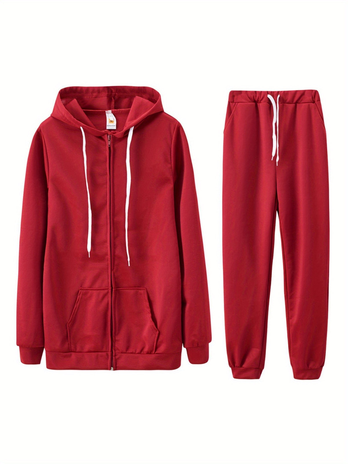 Women's Zip-Up Hoodie Jogger Set 2 Piece Tracksuit Sweatsuit Casual Solid Color Sweatpants Outfit S-XXL