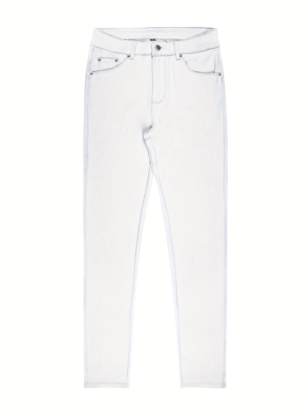 Women's High-Waist Skinny Jeans Stretchy Fabric Multi-Color Long Style Casual Streetwear Button Decor Five Pockets