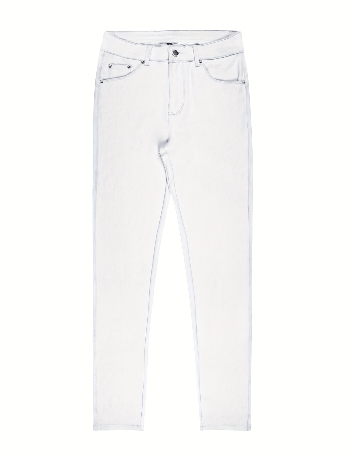 Women's High-Waist Skinny Jeans Stretchy Fabric Multi-Color Long Style Casual Streetwear Button Decor Five Pockets