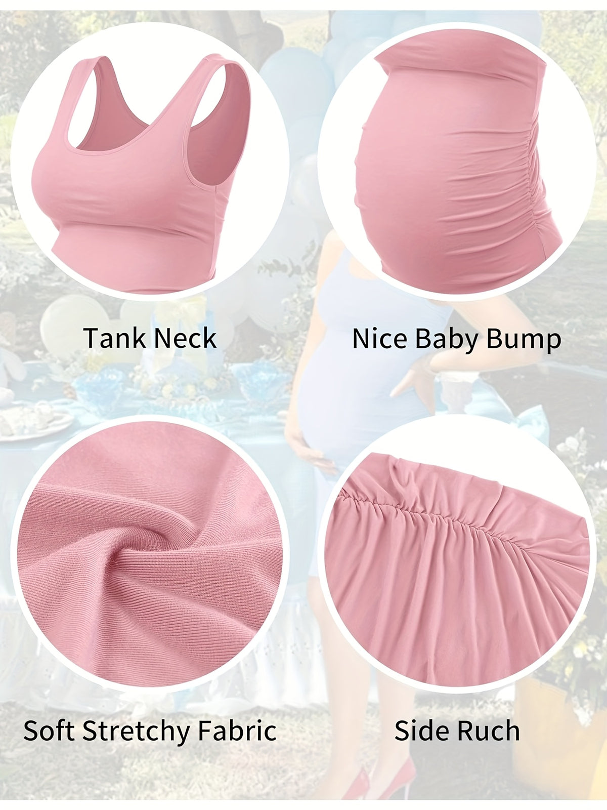 Maternity Bodycon Side Ruched Dress for Women - Soft Rayon Spandex Baby Bump Midi Dress, Baby Shower Photography Daily Wear, Sizes S-XL