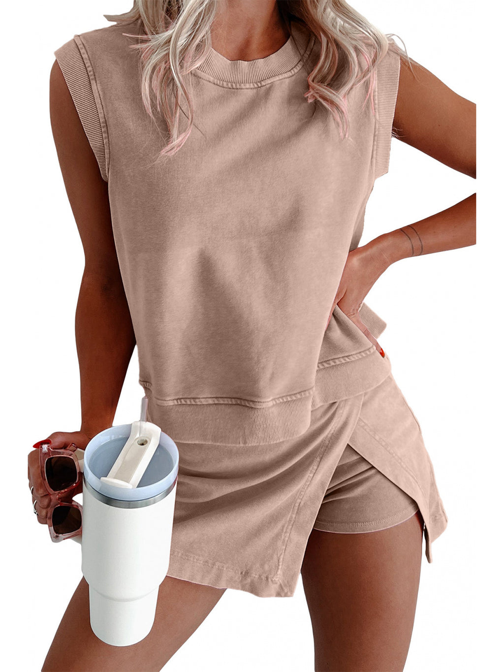 Women's Solid Color Short Sleeve T-Shirt & Pants 2pcs Set Casual Matching Outfit Spring Summer Loungewear Beige Green Purple Khaki Blue S-XL