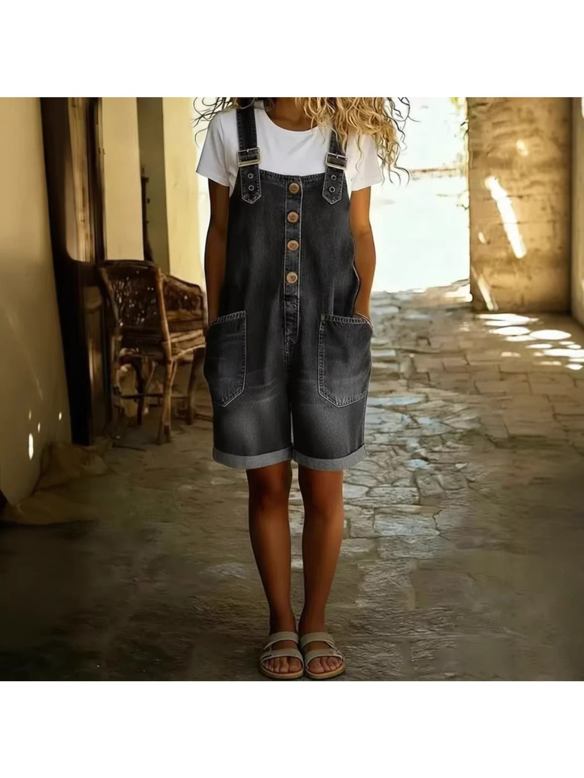 High Waist Denim Overall Shorts Women Loose Fit Short Length Slight Stretch Casual Summer Bib Overalls Spring S-XXL
