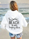 Women Casual Loose Graphic Print Hoodie Long Sleeve Sweatshirt with Pocket Polyester White Fall Winter S-XXL