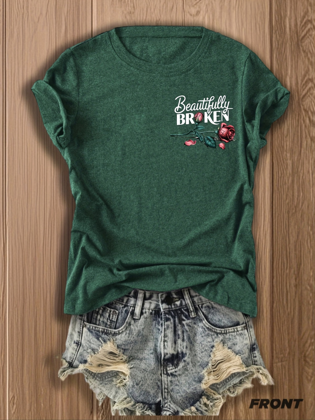Inspirational Graphic Tee Women Floral Print Double Sided T-Shirt Casual Motivational Blend Top Gift XS-XL