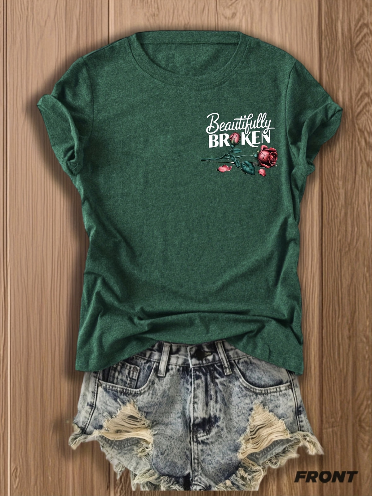 Inspirational Graphic Tee Women Floral Print Double Sided T-Shirt Casual Motivational Blend Top Gift XS-XL