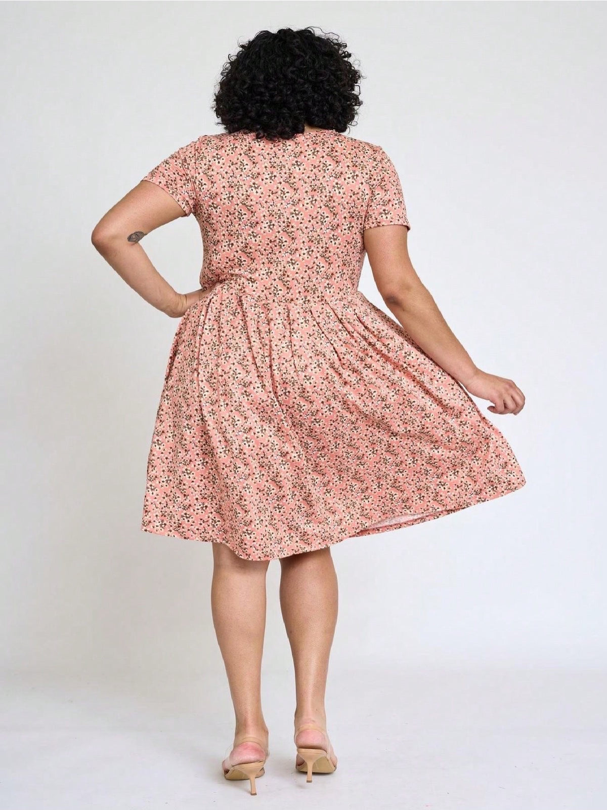 Paisley Floral Swing Dress Women Chevron Stripe Patchwork Pleated Square Neck Elastic Waist Midi Casual Plus Size S-3X