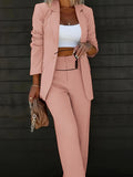 Women's Elegant Suit Jacket and Pants 2-Piece Set Buttoned Commuting Office Work Professional Formal Tailored Women Pantsuit Outfit