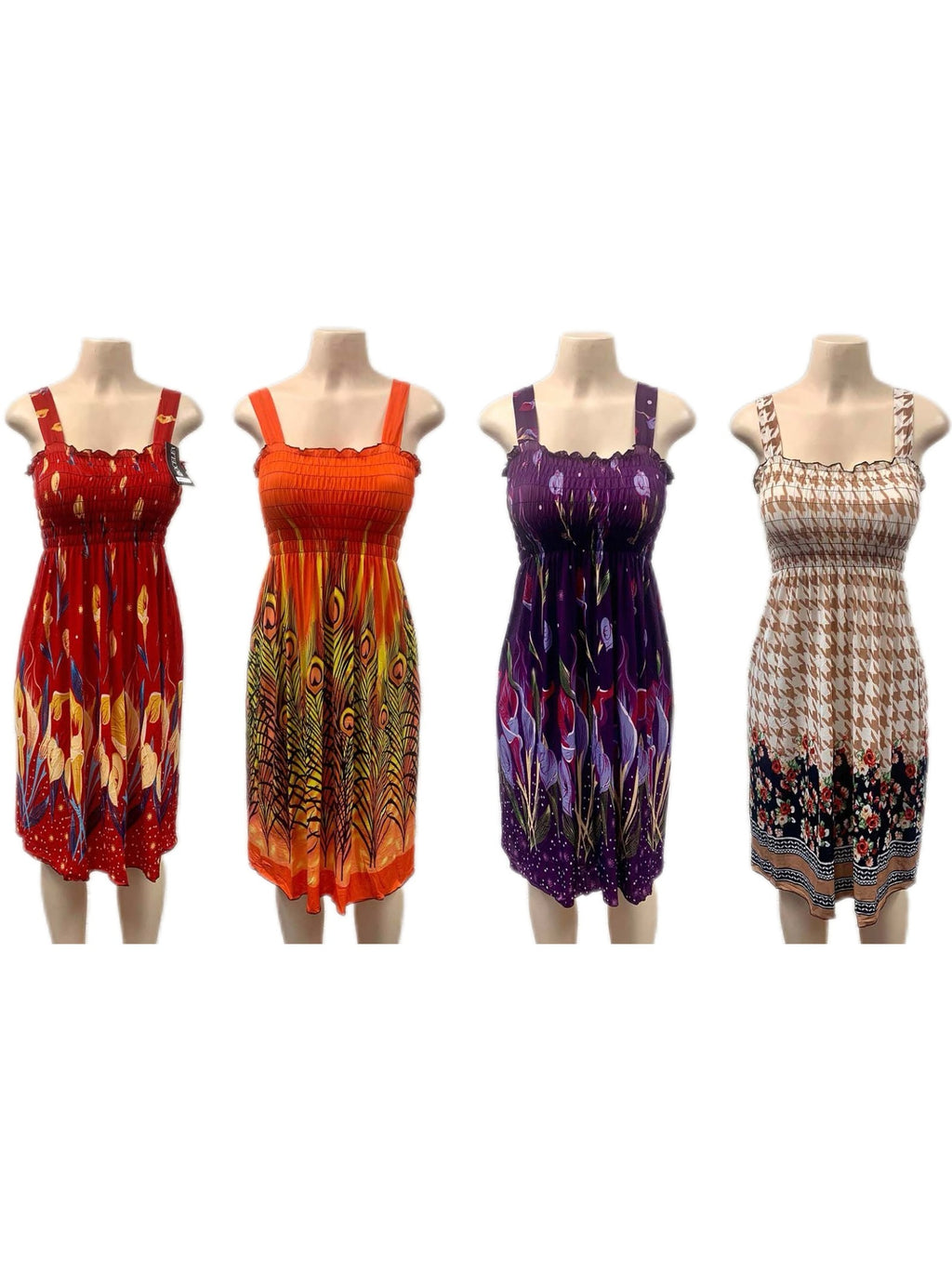 Floral Print Spaghetti Strap Square Neck Boho Short Dress Women 3-Pack Summer Casual Mini Dress Random Color