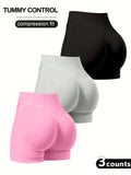 High Waist Booty Shorts Women 3-Pack Stretch Exercise Hot Shorts Sexy Solid Color Four Seasons Casual Gym Workout