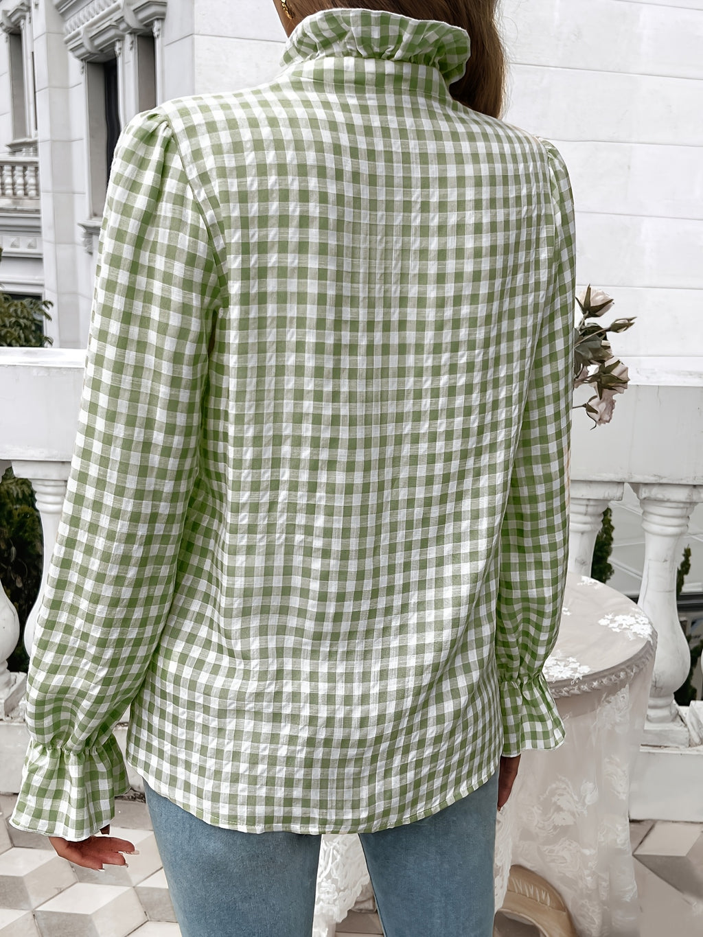 Women's Professional Business Blouse French Contrast Button-Down Shirt Fall Winter Office Top