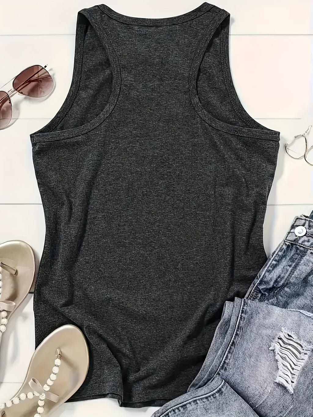 Women's American Flag Sleeveless Tank Top Stars Stripes Print Round Neck Breathable Casual Blouse Spring Summer BBQ Patriotic Outfit