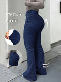 Y2K Straight Leg Denim Trousers for Women – Vintage High-Elastic Solid Color Street Style Jeans, Sizes S-XXL