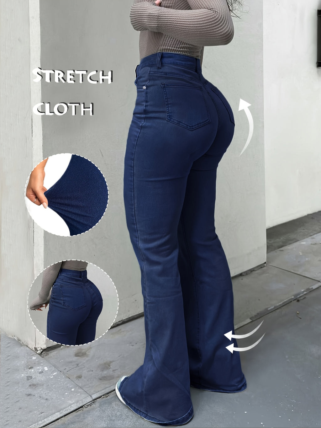Women's Y2K Straight Leg Denim Pants High Elastic Vintage Street Style Solid Color Long Jeans Versatile Trendy Fashion Bottoms