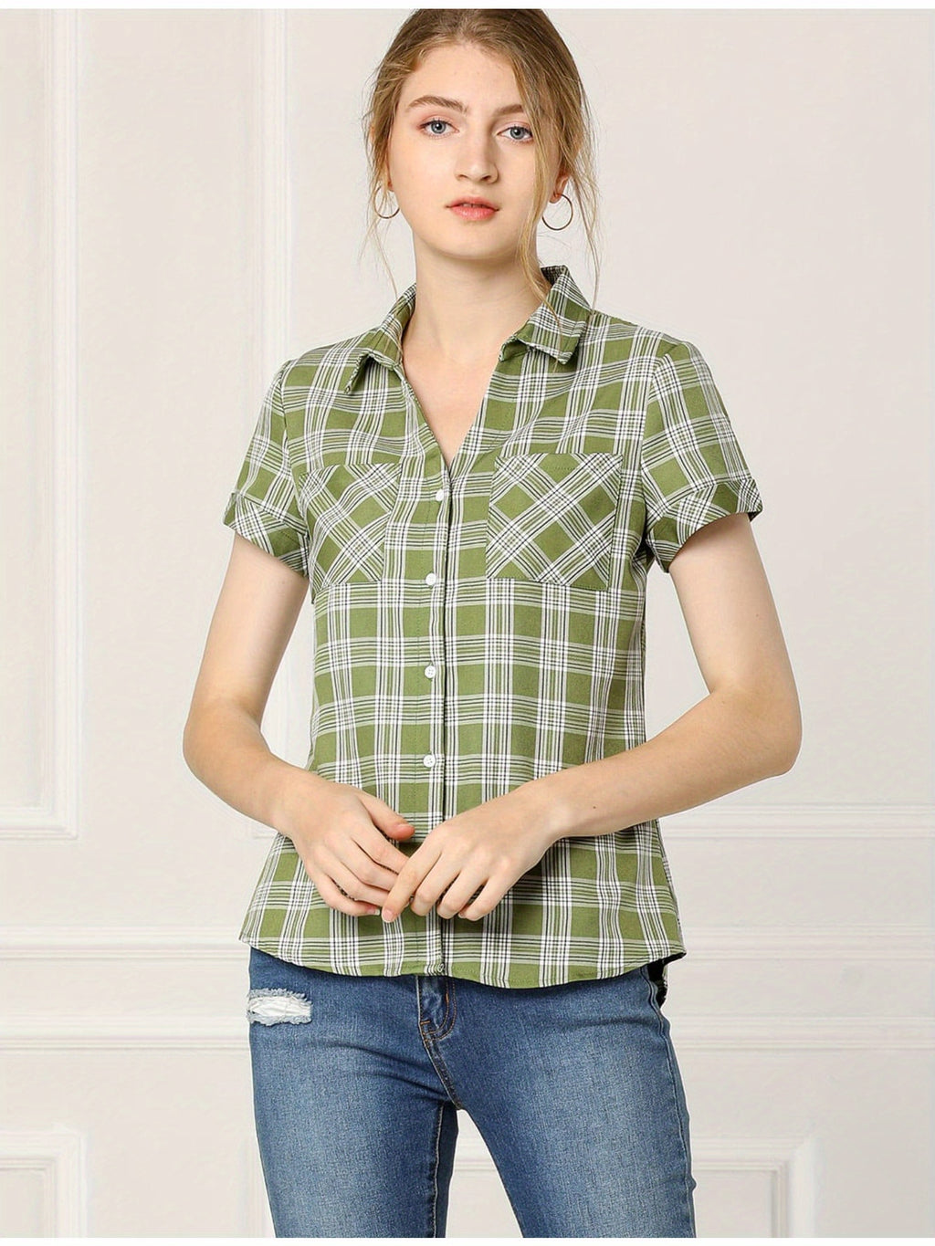 Western Plaid Button Shirt for Women | Classic Flannel Checkered Long Sleeve Top | Casual Country Style Blouse | Machine Washable Women's Plaid Shirt