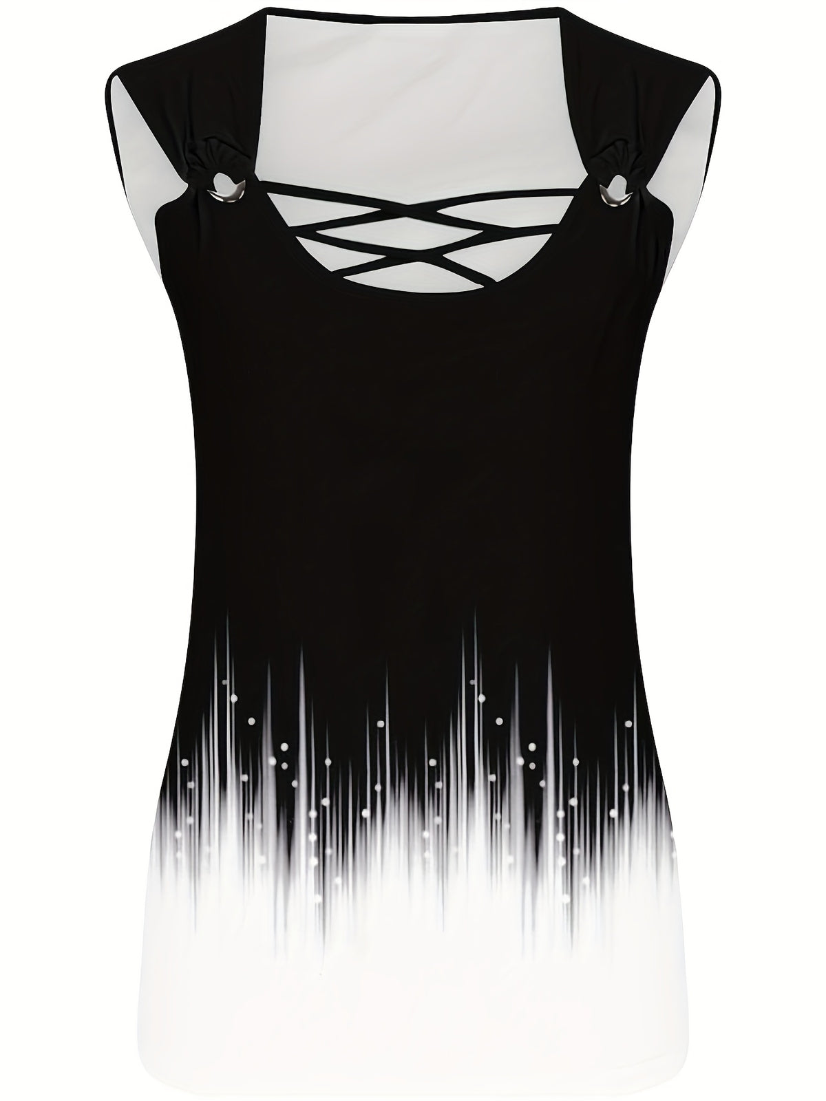 Gradient Print Cross Strap Vest Top Women Fashion Criss Cross Sleeveless Soft Fabric Casual Trendy All Season Tank Top for Women