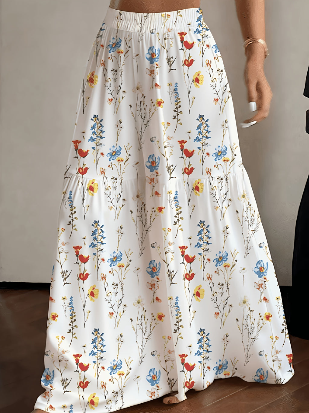 Floral Print High Waist Wide Leg Pants Women Loose Flowy Lightweight Straight Long Trousers Versatile Casual Spring Summer