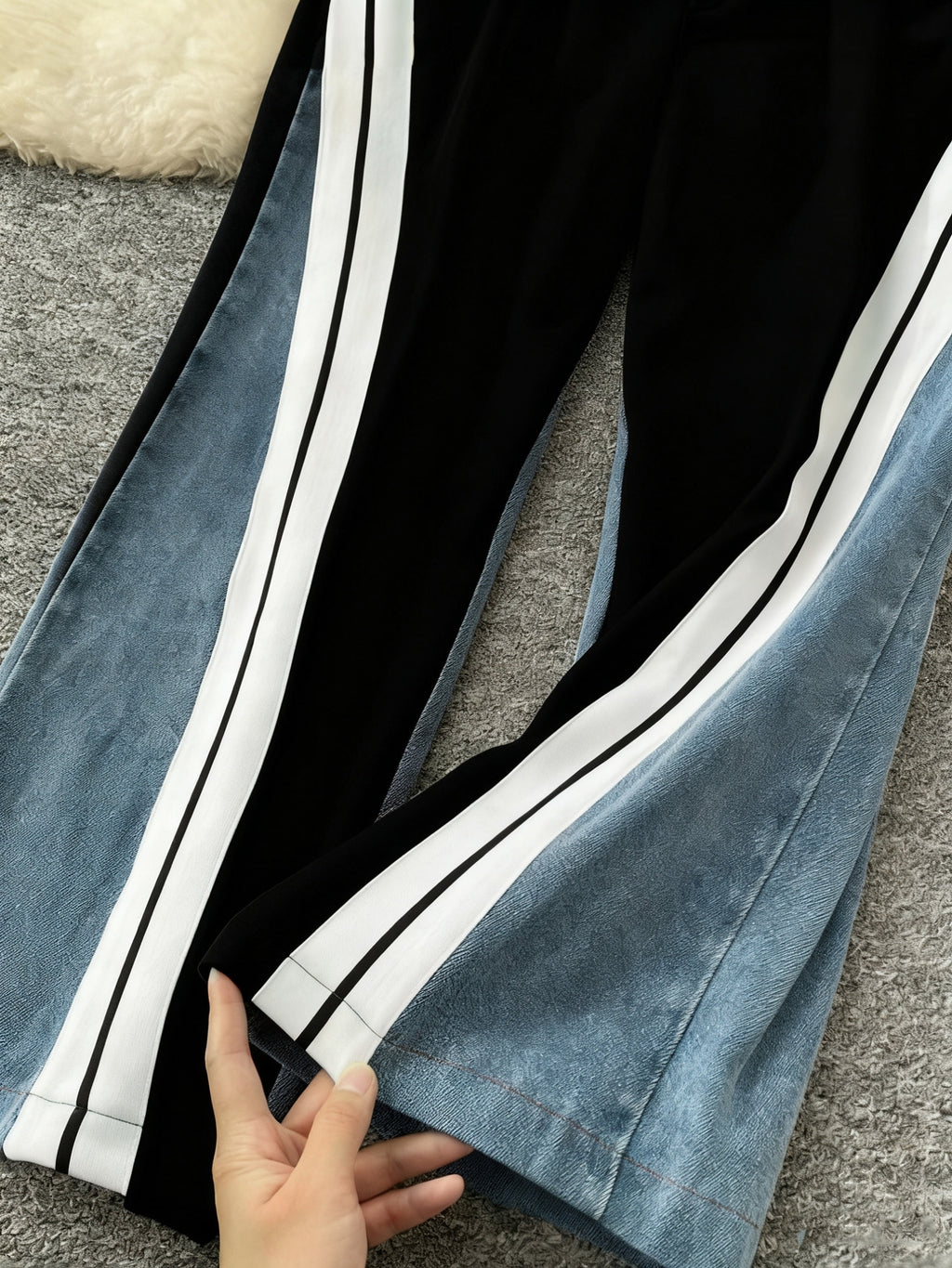2pcs Tracksuit Set Women Color Block Contrast Stripe Cropped Top Wide-Leg Pants Casual Urban Streetwear Jogger Outfit