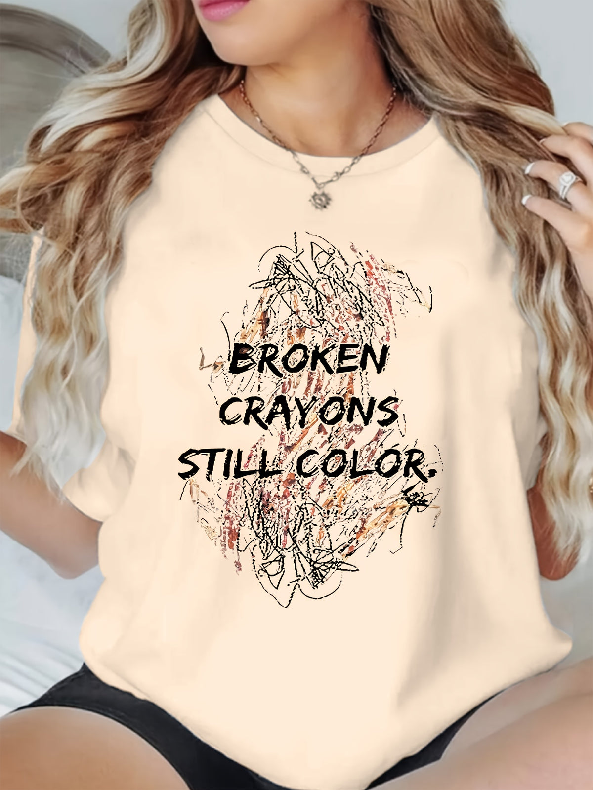 Illustration Drawing Print T-Shirt Women Crew Neck Short Sleeve Casual Graphic Tee 180gsm Polyester Medium Stretch Lightweight Spring Summer Top S-XXL