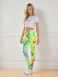 Tie Dye Print Yoga Leggings for Women – Skinny High Stretch Casual Sports Everyday Bottoms, 4 Styles One Size