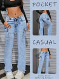 Slim Fit Stretch Jeans Women Light Blue Skinny Denim Pants Pockets Solid All Season Casual Machine Washable XS-XL