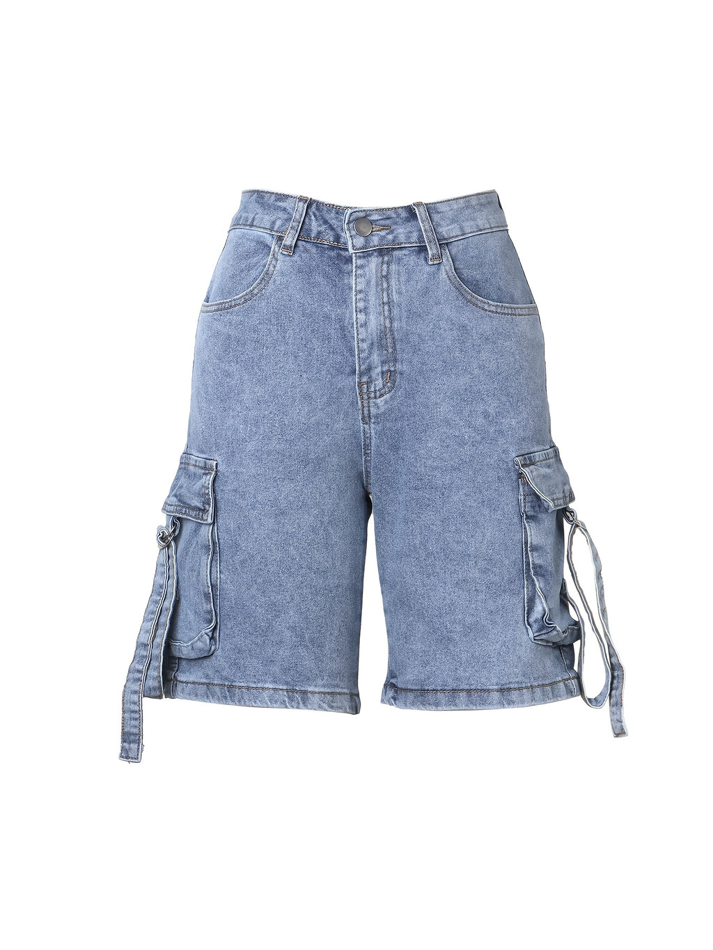 Korean Style Loose Casual Denim Shorts for Women - Drawstring Waist Built-In Zipper, Simple Solid Color Versatile Jean Shorts for Commute Home Outings Spring Summer