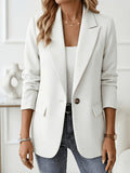 Women's Solid Color Lapel Office Blazer Long Sleeve Elegant Small Suit Jacket Spring Autumn Multi-Color Selection Professional Wear