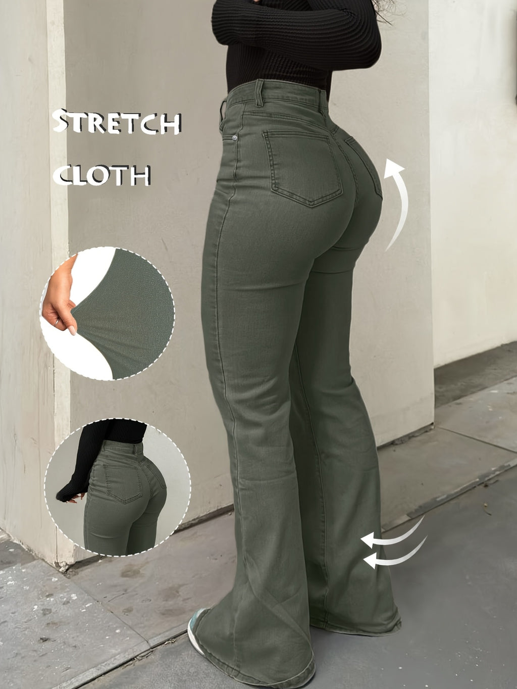 Women's Y2K Straight Leg Denim Pants High Elastic Vintage Street Style Solid Color Long Jeans Versatile Trendy Fashion Bottoms