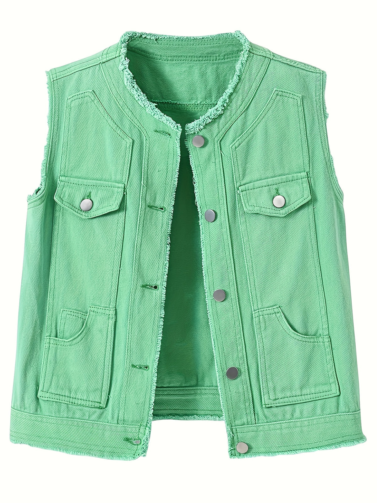 Candy Color Sleeveless Denim Vest Women Button Tassel Jean Waistcoat Collarless Western Style Spring Summer XS-XL