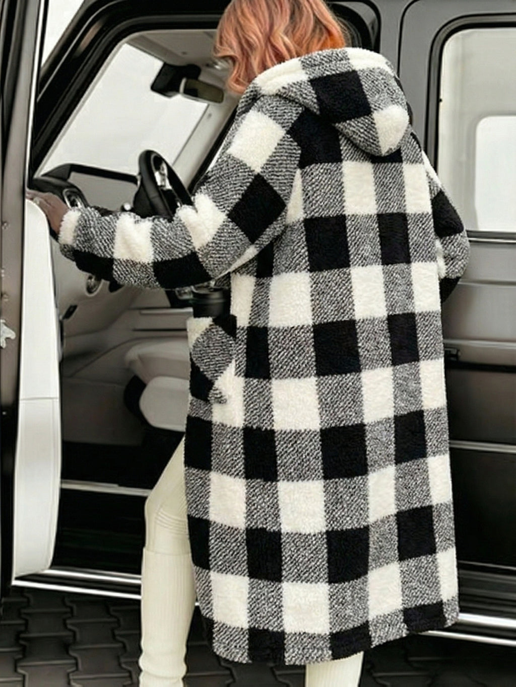 Plaid Color Block Velvet Home Jacket Women Warm Long Coat Cute Sweet Lounge Wear Autumn Winter Pink Grey Black S-XL