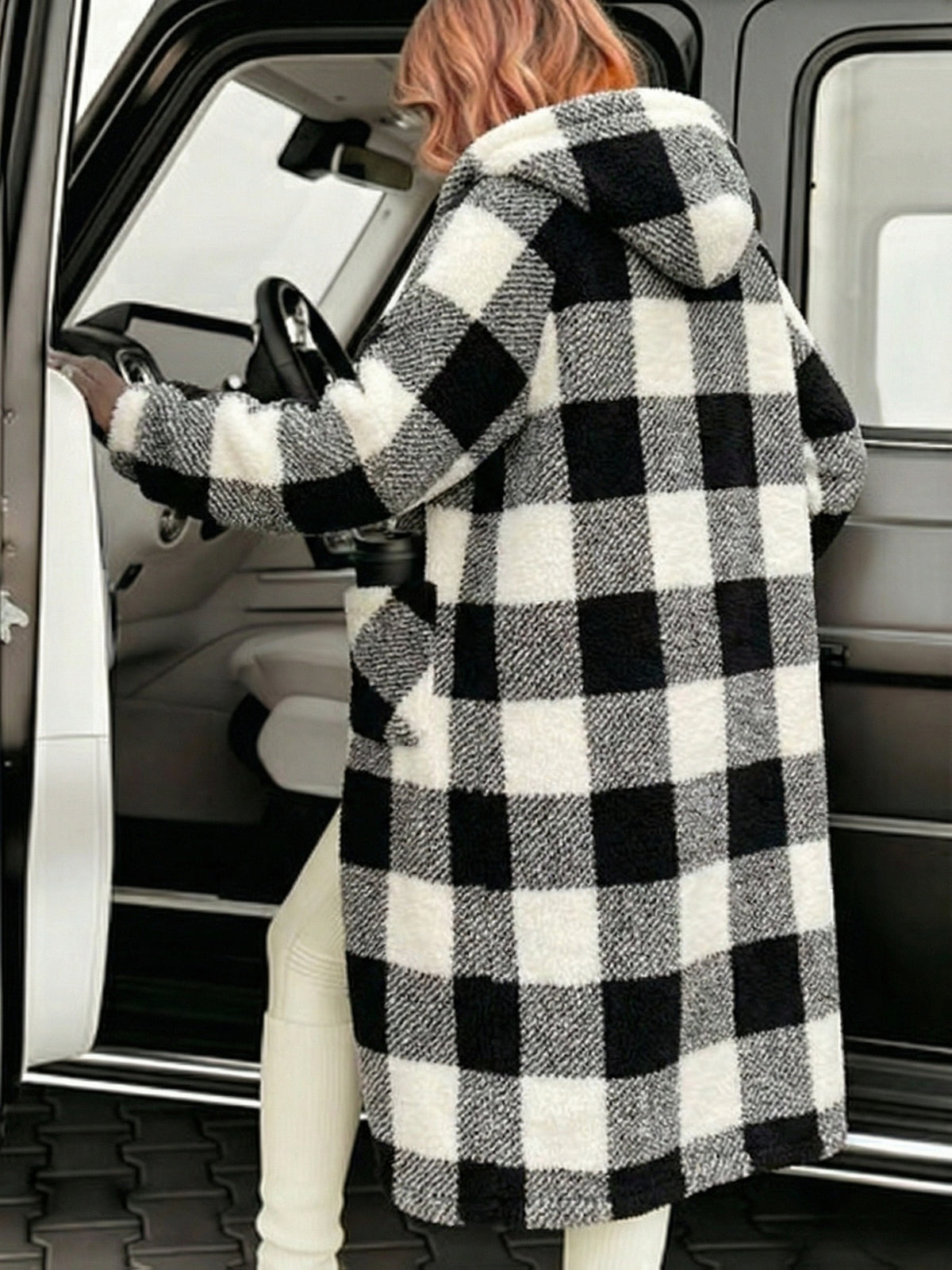 Plaid Color Block Velvet Home Jacket Women Warm Long Coat Cute Sweet Lounge Wear Autumn Winter Pink Grey Black S-XL
