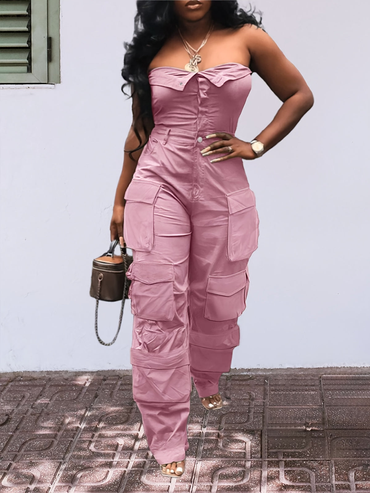 Women Strapless Tube Top Two Piece Outfit Pants Set Casual Sexy Summer Spring