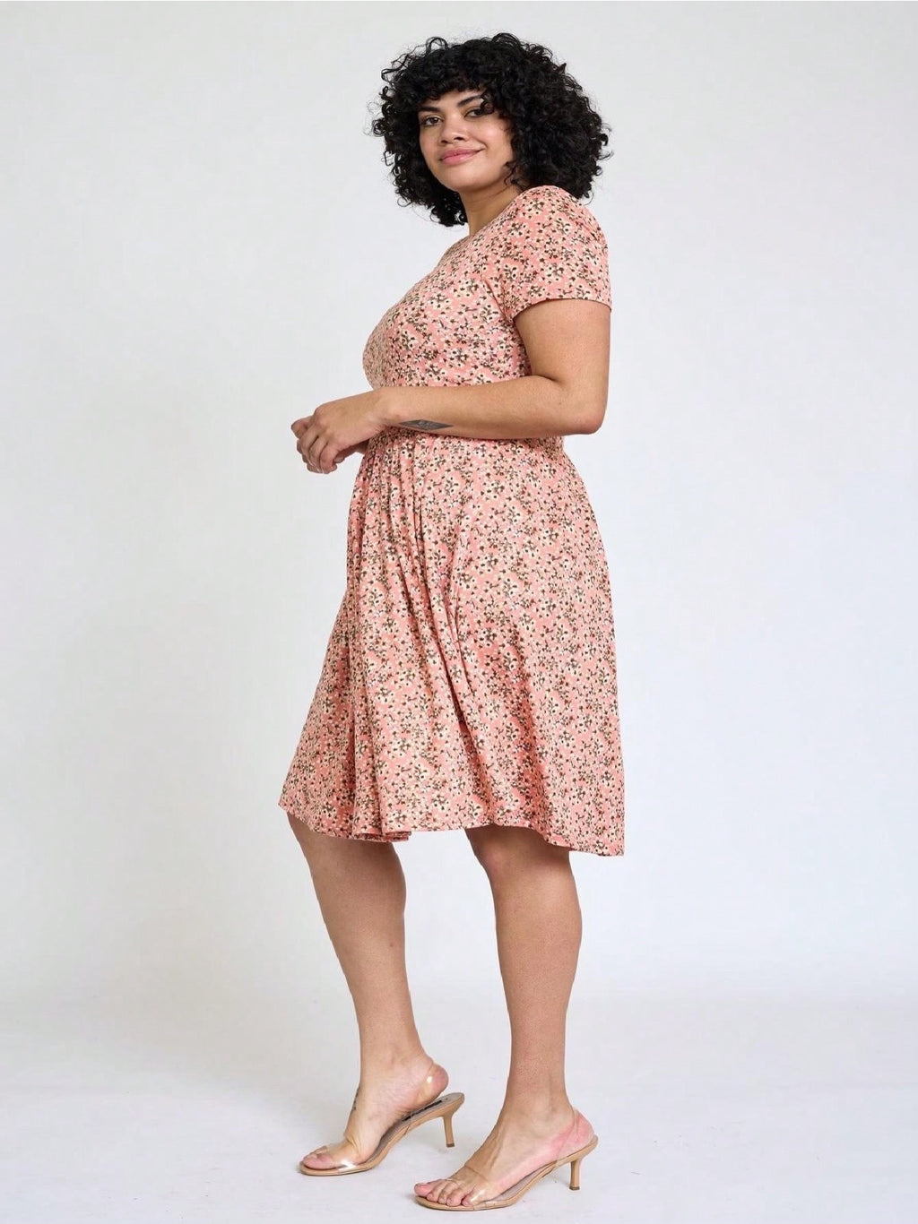 Paisley Floral Swing Dress Women Chevron Stripe Patchwork Pleated Square Neck Elastic Waist Midi Casual Plus Size S-3X